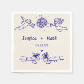 ディスコファンキーレトロハンドドロー結婚ズ・ナプキン スタンダードカクテルナプキン (正面)