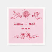 ディスコファンキーレトロハンドドロー結婚ズ・ナプキン スタンダードカクテルナプキン (正面)