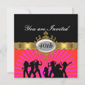 ディスコブラックバースデーパーティグラマー招待状 招待状 (正面)