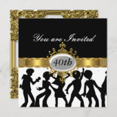 ディスコブラックバースデーパーティグラマー招待状 招待状 (正面/裏面)