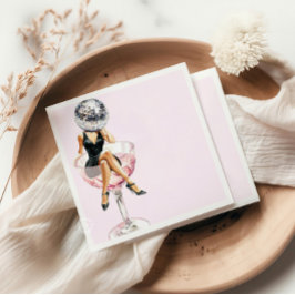 ディスコヘッドピンナップガールパーティーナプキンス スタンダードカクテルナプキン