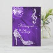 ディスコボールとスパークルヒール薄紫退職 招待状 (スタンド正面)