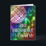 ディスコボールとレインボースターで21stinvitation 招待状<br><div class="desc">鏡きらめくボールと星でいっぱいの虹がハートの若者のための素晴らしカードになる。</div>