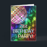 ディスコボールとレインボースターで21stinvitation 招待状<br><div class="desc">鏡きらめくボールと星でいっぱいの虹がハートの若者のための素晴らしカードになる。</div>