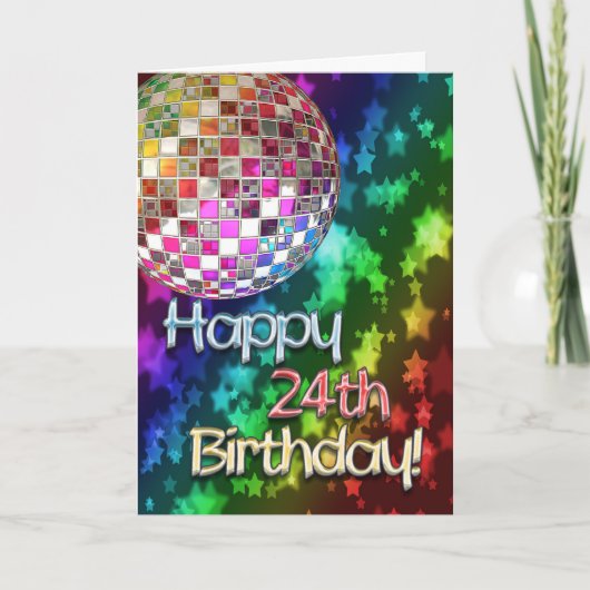 ディスコボールと星の虹と24歳の誕生日 カード (正面)
