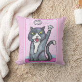 ディスコボールと猫のカートゥーン アート クッション (ブランケット)