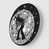 ディスコボールのシンガー&ダンサーシルエット ラージ壁時計 (傾斜)