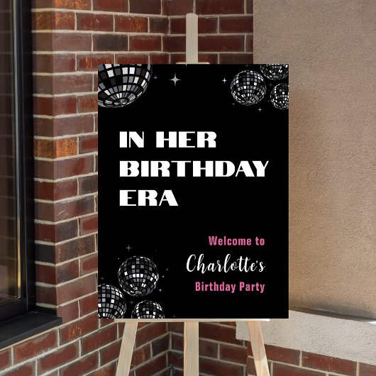 ディスコボールの彼女の誕生日時代のウェルカムサイン ポスター