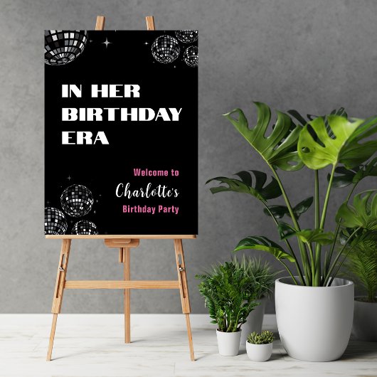 ディスコボールの彼女の誕生日時代のウェルカムサイン ポスター