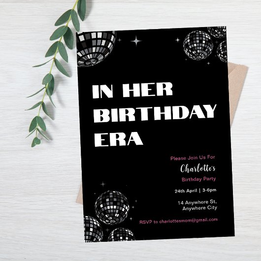 ディスコボールの彼女の誕生日時代のウェルカムサイン 招待状