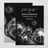 ディスコボールの明かりでLet's Danceパーティー 招待状 (正面/裏面)