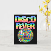 ディスコボールをテーマにしたヴィンテージディスコ熱踊り カード (黄色い花)