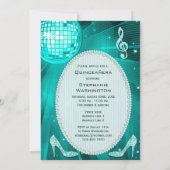 ディスコボールアンドスパークルヒールティール(緑がかった色)キンセアニラ 招待状 (裏面)