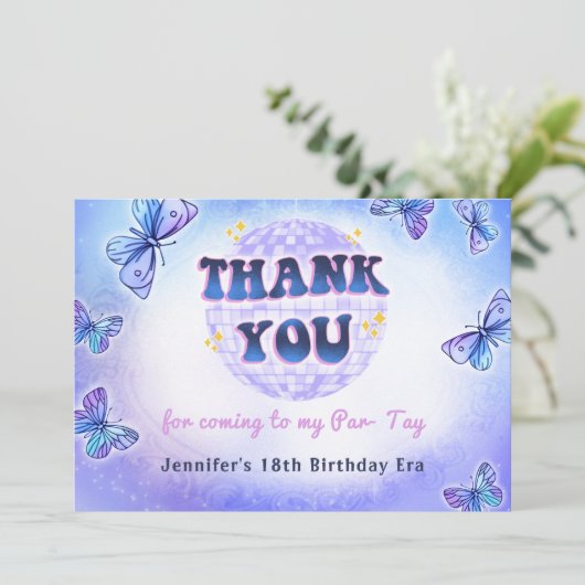 ディスコボールエラス誕生日パーティーサンキューカード サンキューカード (スタンド正面)