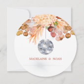 ディスコボールエレガントフローラ結婚オレンジリハーサル 招待状 (裏面)