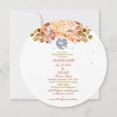 ディスコボールエレガントフローラ結婚オレンジリハーサル 招待状 (正面)