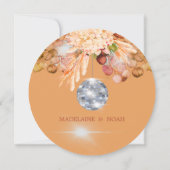 ディスコボールエレガントフローラ結婚オレンジリハーサル 招待状 (裏面)