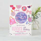 ディスコボールガール誕生日招待状 招待状 (スタンド正面)