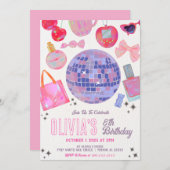 ディスコボールガール誕生日招待状 招待状 (正面/裏面)