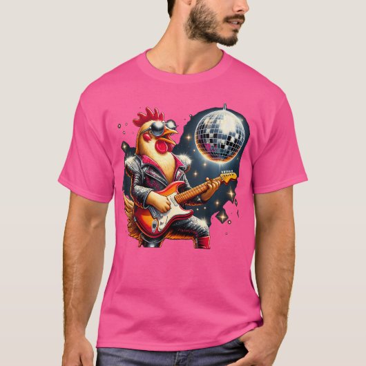 ディスコボールギターチキン Tシャツ (正面)