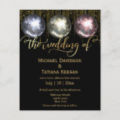 ディスコボールグリッターゴールデン結婚式招待状 (正面)