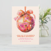 ディスコボールコケットボウバースデーパーティ招待状 招待状 (スタンド正面)