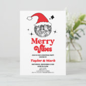 ディスコボールサンタハットレトロクリスマスホリデーパーティー 招待状 (スタンド正面)