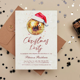 ディスコボールサンタハット大晦日パーティー 招待状