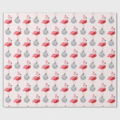 ディスコボールサンタピンクフラミンゴクリスマス ラッピングペーパー (フラット)