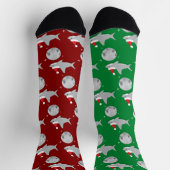 ディスコボールシャークサンタハットクリスマス ソックス (上部)