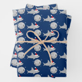 ディスコボールシャークサンタハットクリスマス ラッピングペーパーシート (インサイチュ)