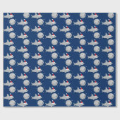 ディスコボールシャークサンタハットクリスマス ラッピングペーパー (フラット)