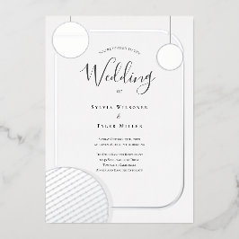 ディスコボールシルバー結婚レトロ 箔招待状