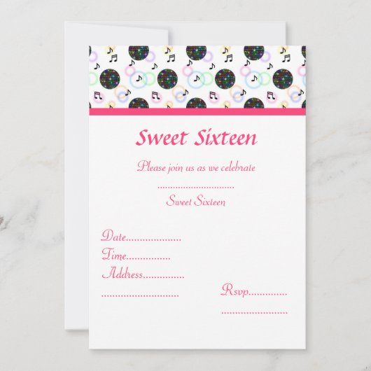 ディスコボールスウィート16パーティの招待状 招待状 (正面)