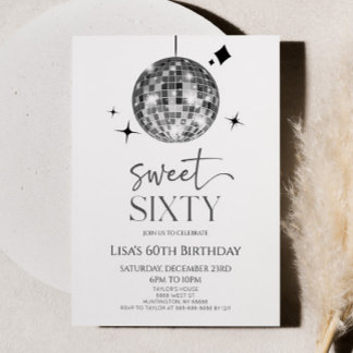 ディスコボールスウィート60歳の誕生日パーティー 招待状