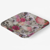 ディスコボールスカルとバラ ペーパープレート (傾斜あり)