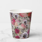 ディスコボールスカルとバラ 紙コップ (正面)