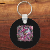 ディスコボールタトゥーピンクカウボーイ女性のカーボーイ キーホルダー (正面)