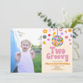 ディスコボールツーグルービー写真2nd誕生日パーティー 招待状 (スタンド正面)