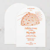 ディスコボールディナーのオレンジの招待状 招待状 (正面/裏面)