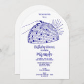 ディスコボールディナー招待状 青 招待状 (正面/裏面)