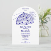 ディスコボールディナー招待状 青 招待状 (スタンド正面)