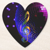 ディスコボールトレブルクレフ、 音符記号 ペーパーコースター (正面)