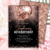 ディスコボールバラ金ゴールドブラック40th誕生日パーティー 招待状