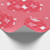 ディスコボールバレンタイン1970年代ピンクハート ラッピングペーパー (角)