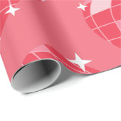 ディスコボールバレンタイン1970年代ピンクハート ラッピングペーパー (ロールコーナー)