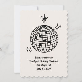 ディスコボールバースデーパーティーウィークエンド招待状 招待状