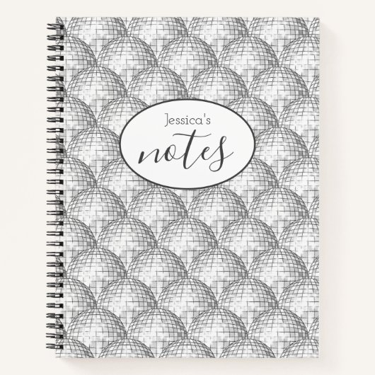 ディスコボールパターン名前をカスタムする ノートブック (正面)