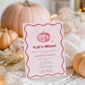 ディスコボールパンプキンさくらんぼピンクウェディングシャワー 招待状