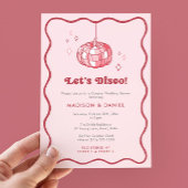 ディスコボールパンプキンさくらんぼピンクウェディングシャワー 招待状